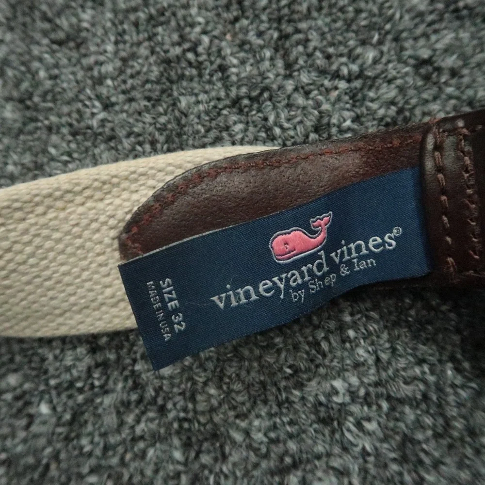 New York Jets Belt‎ Mens 32 Green Brown Leather Vineyard Vines